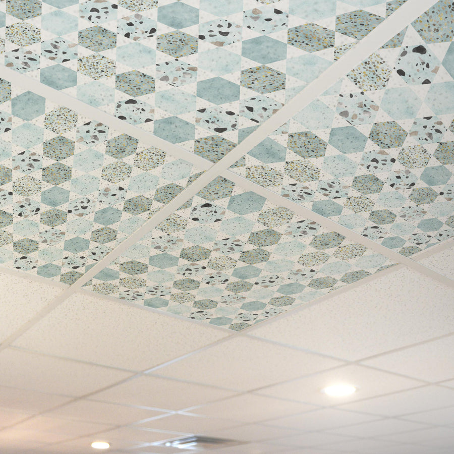 Honeycomb Terrazzo Pattern P1709 Ceiling Tile