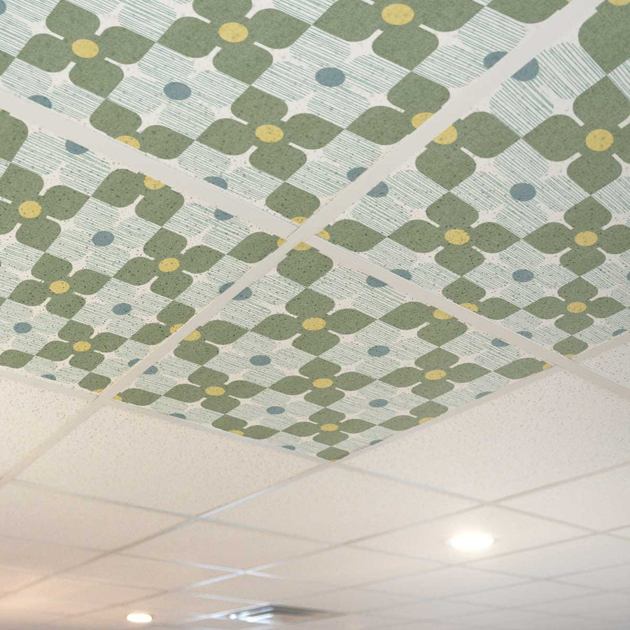 Azulejo de techo con patrón de cuadros de flores P4